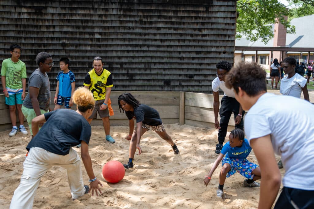 Campers at Camp Hidden Valley explore new sports like gaga ball. 